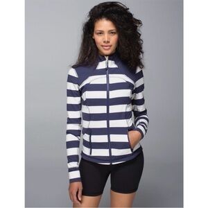 Lululemon Forme Jacket Cuffins Steep Stripe Cadet Blue Horizontal size 6